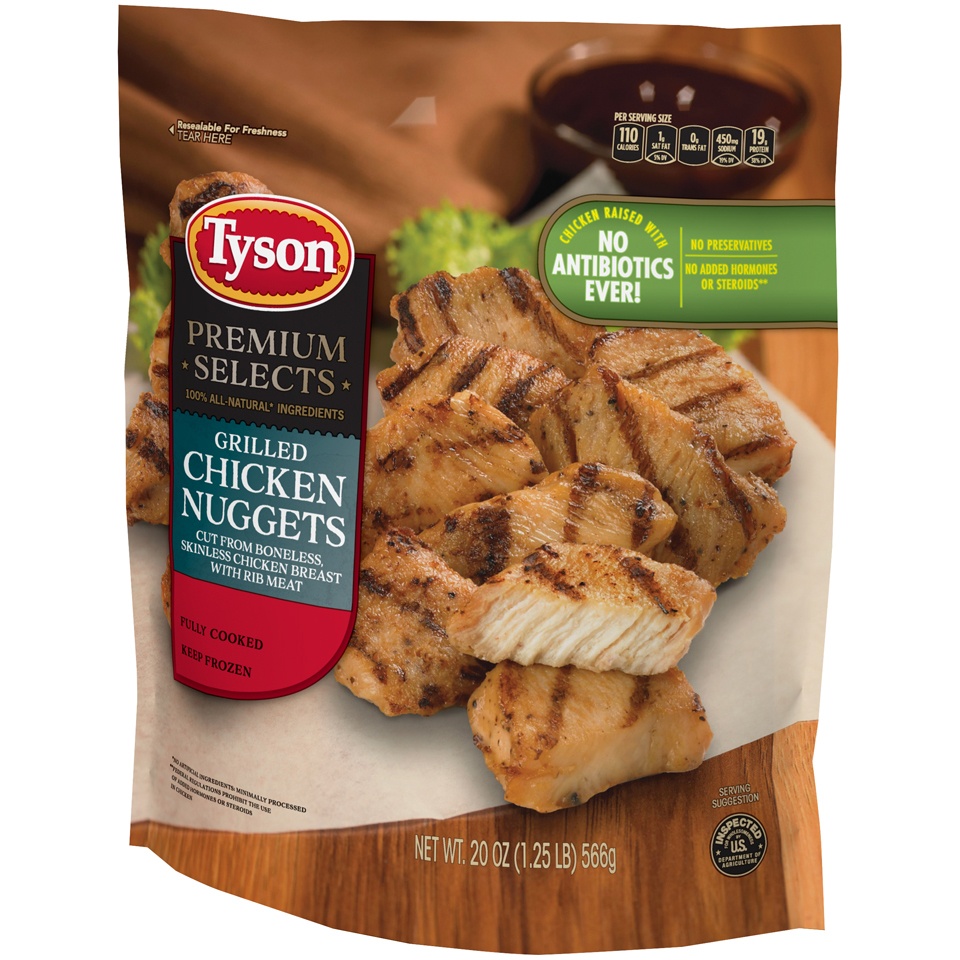 slide 4 of 6, Tyson Premium Selects Grilled Chicken Nuggets, 20 oz