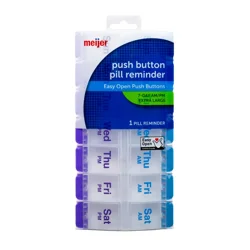 Meijer Push Button Pill Reminder Box, 7 Day Am/pm, Extra Large, 1 Ct