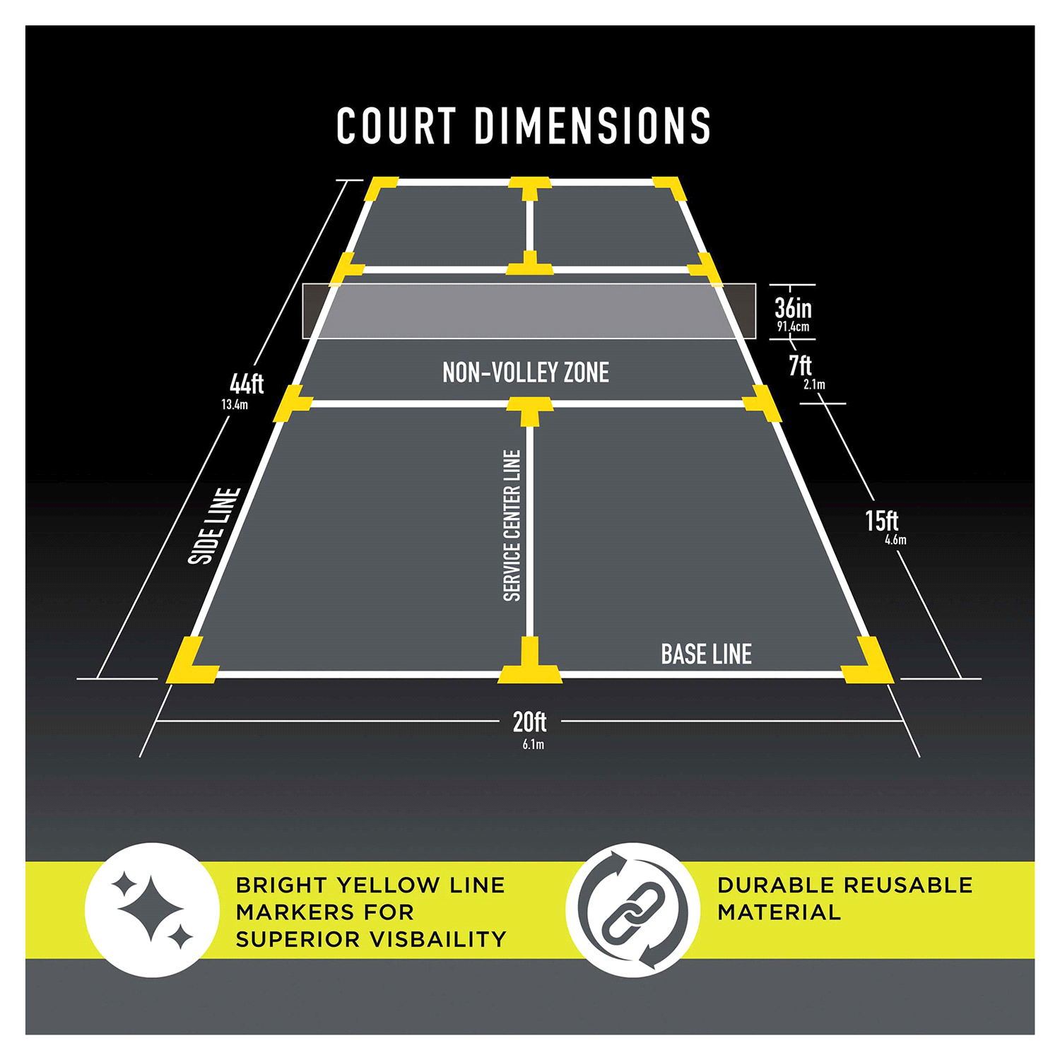 slide 2 of 4, Franklin Pickleball Court Marker Kit 1 Kit, 1 ct