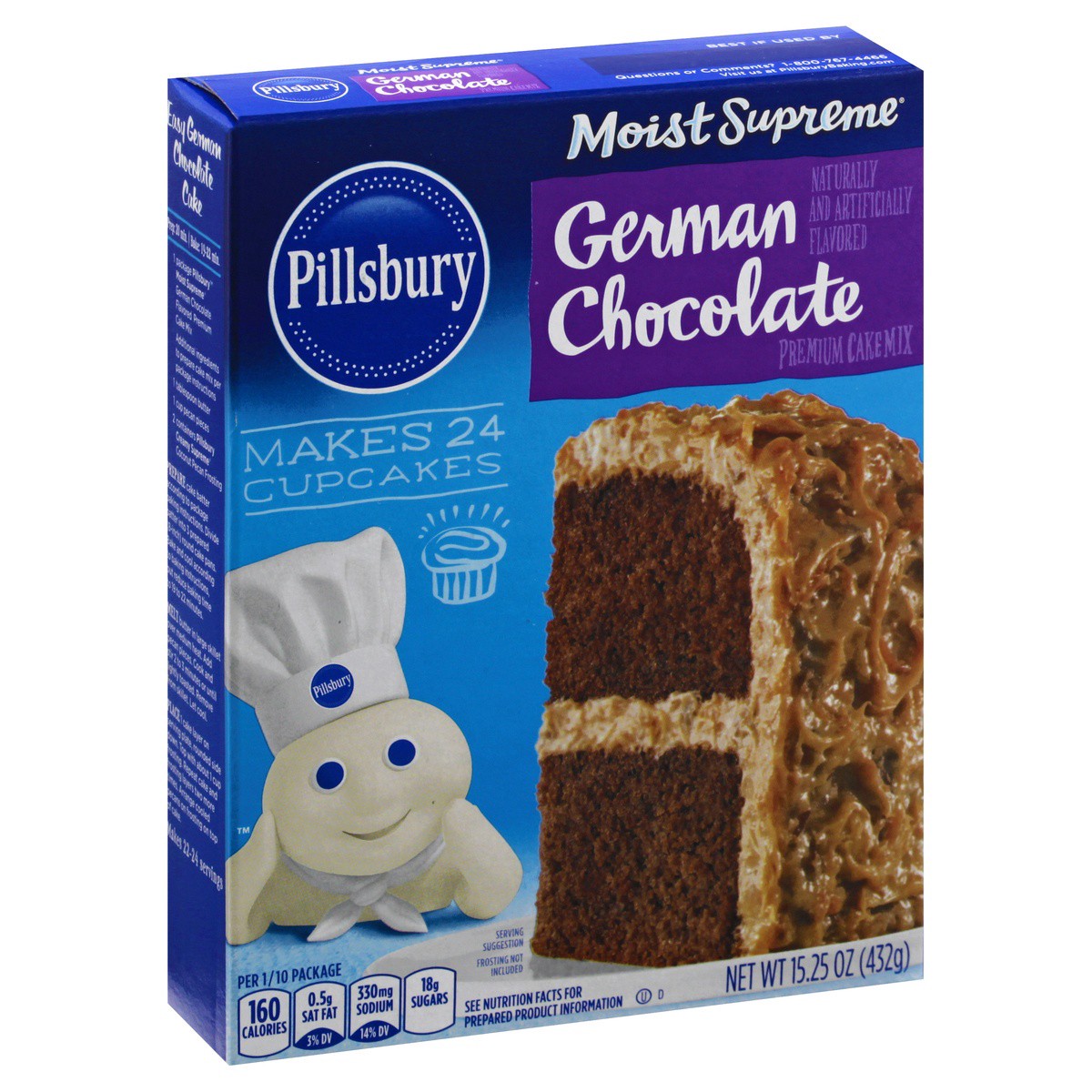 slide 4 of 9, Pillsbury Moist Supreme German Chocolate Flavored Cake Mix, 15.25 oz