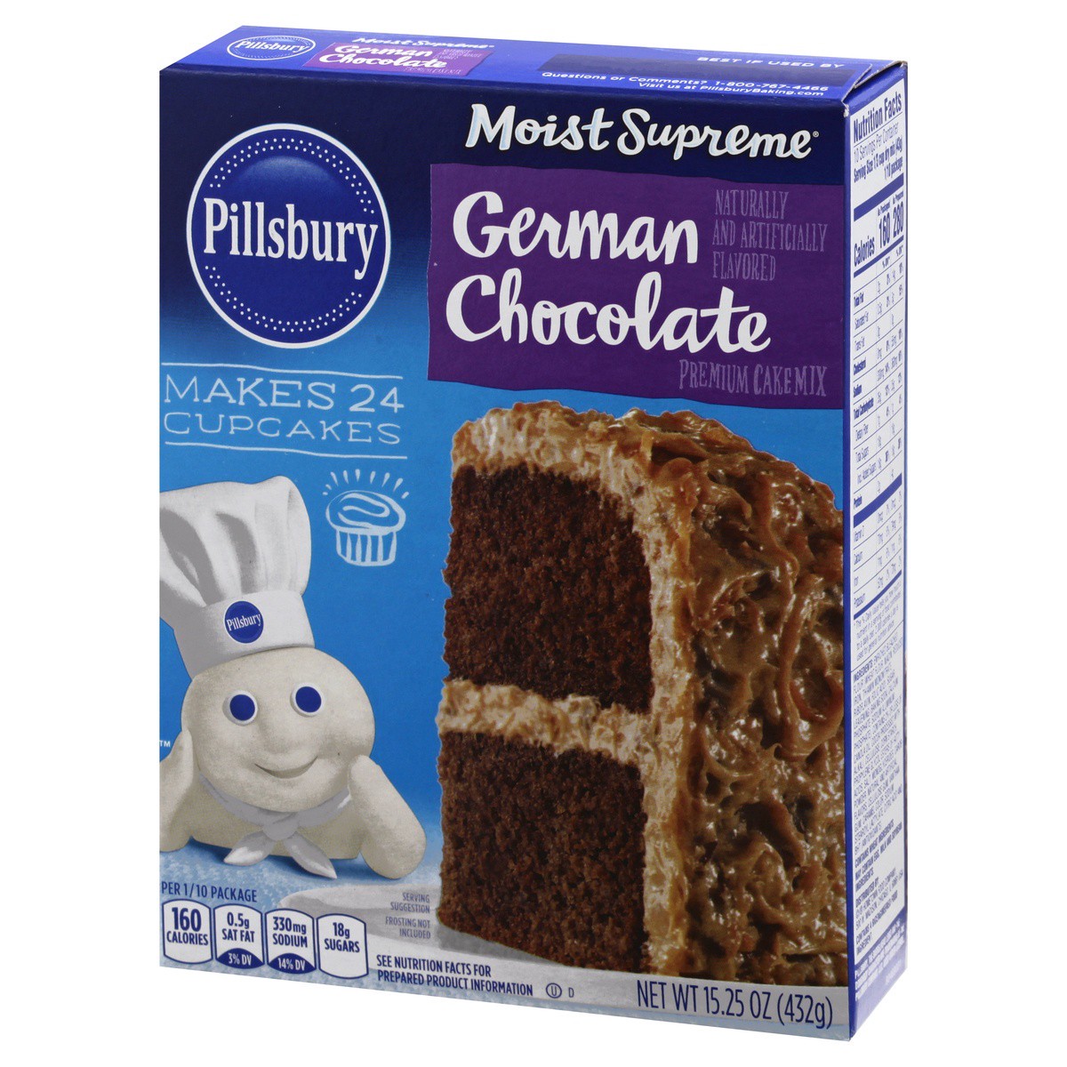 slide 3 of 9, Pillsbury Moist Supreme German Chocolate Flavored Cake Mix, 15.25 oz