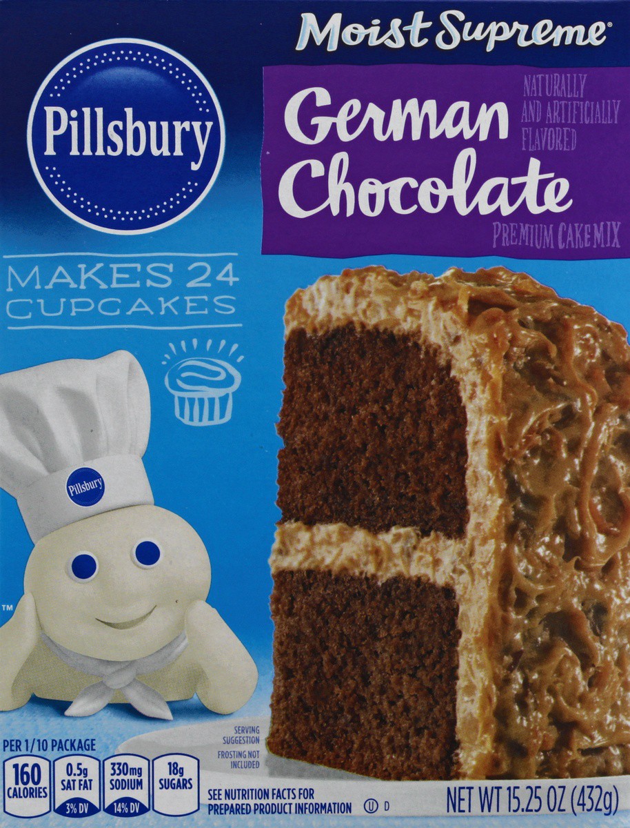 slide 8 of 9, Pillsbury Moist Supreme German Chocolate Flavored Cake Mix, 15.25 oz