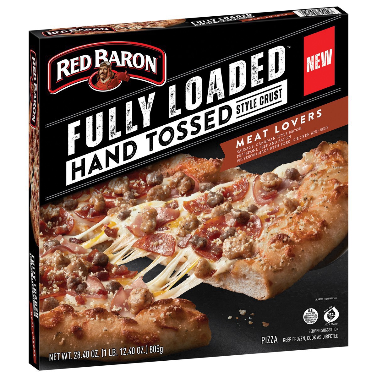 slide 8 of 26, Red Baron Fully Loaded Hand Tossed Style Crust Meat Lovers Pizza 28.40 oz, 28.40 oz