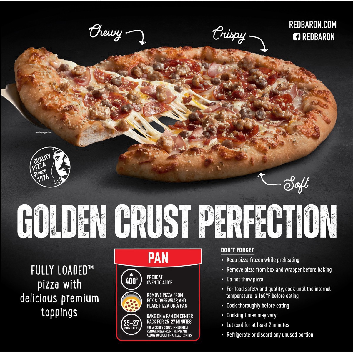 slide 6 of 26, Red Baron Fully Loaded Hand Tossed Style Crust Meat Lovers Pizza 28.40 oz, 28.40 oz