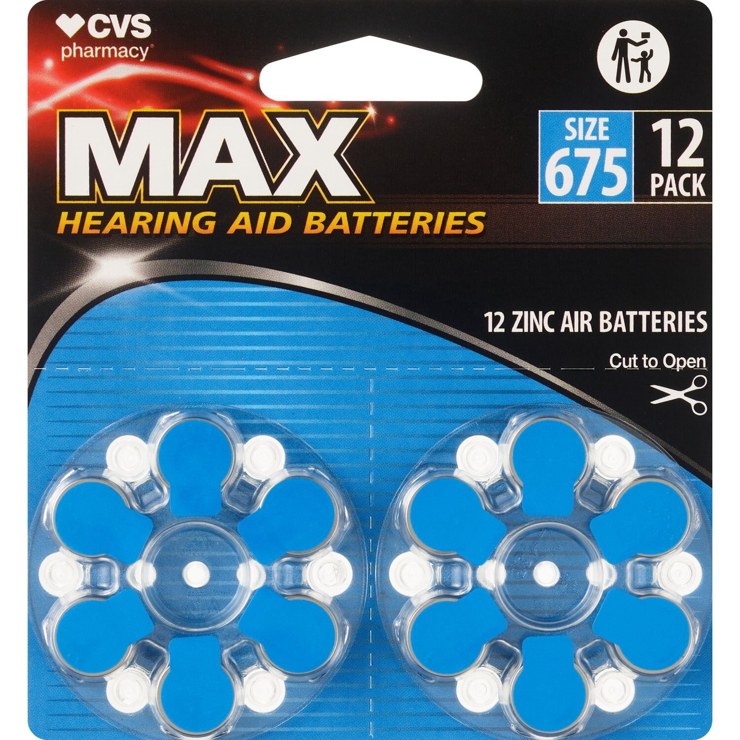 slide 1 of 2, Cvs 675 Max Hearing Aid Batteries, 12 Ct, 12 ct