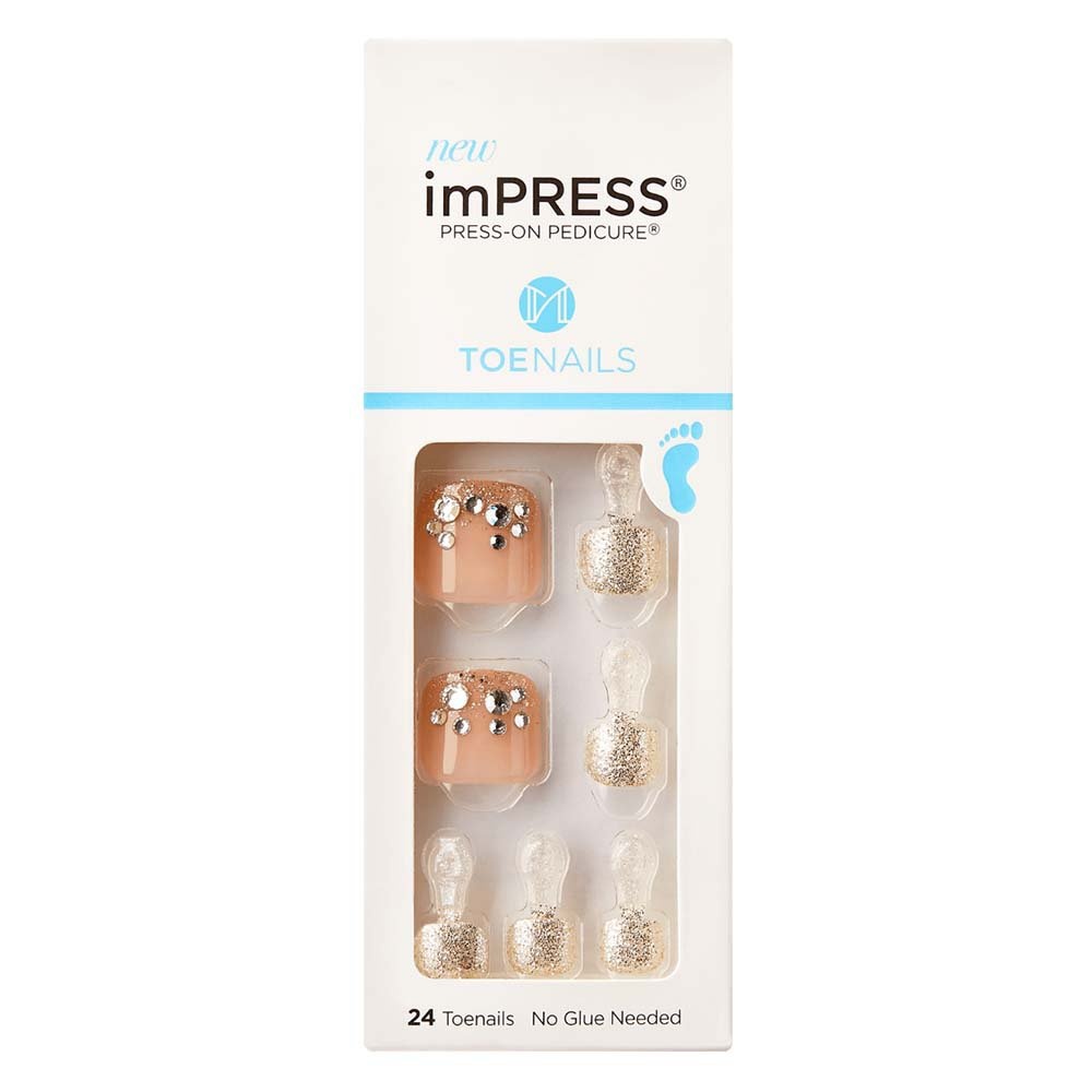 slide 1 of 1, Kiss imPRESS Press-On Pedicure Lazy Days, 1 ct