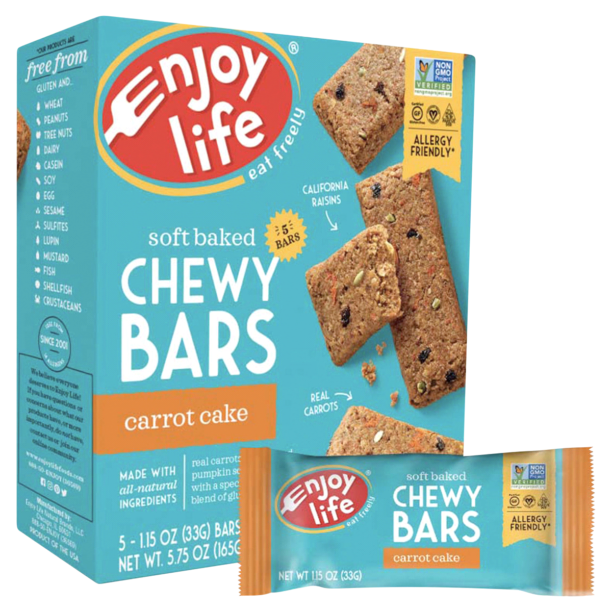 slide 1 of 8, Enjoy Life Carrot Cake Soft Baked Chewy Bars, 5 ct; 1.15 oz