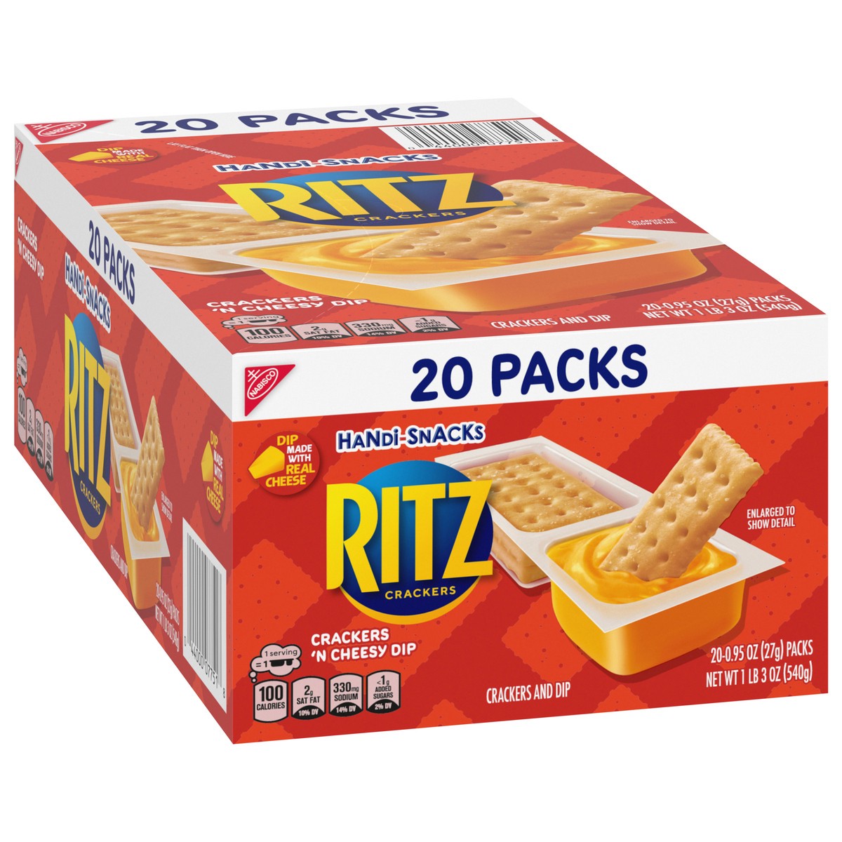 slide 8 of 13, Handi-Snacks RITZ Crackers 'N Cheesy Dip Snack Packs, 20 Snack Packs, 19 oz