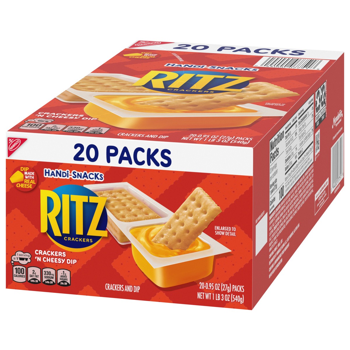 slide 7 of 13, Handi-Snacks RITZ Crackers 'N Cheesy Dip Snack Packs, 20 Snack Packs, 19 oz