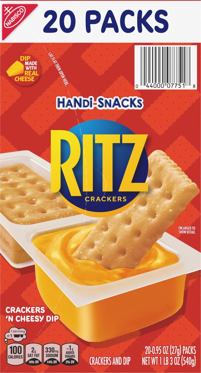 slide 6 of 13, Handi-Snacks RITZ Crackers 'N Cheesy Dip Snack Packs, 20 Snack Packs, 19 oz