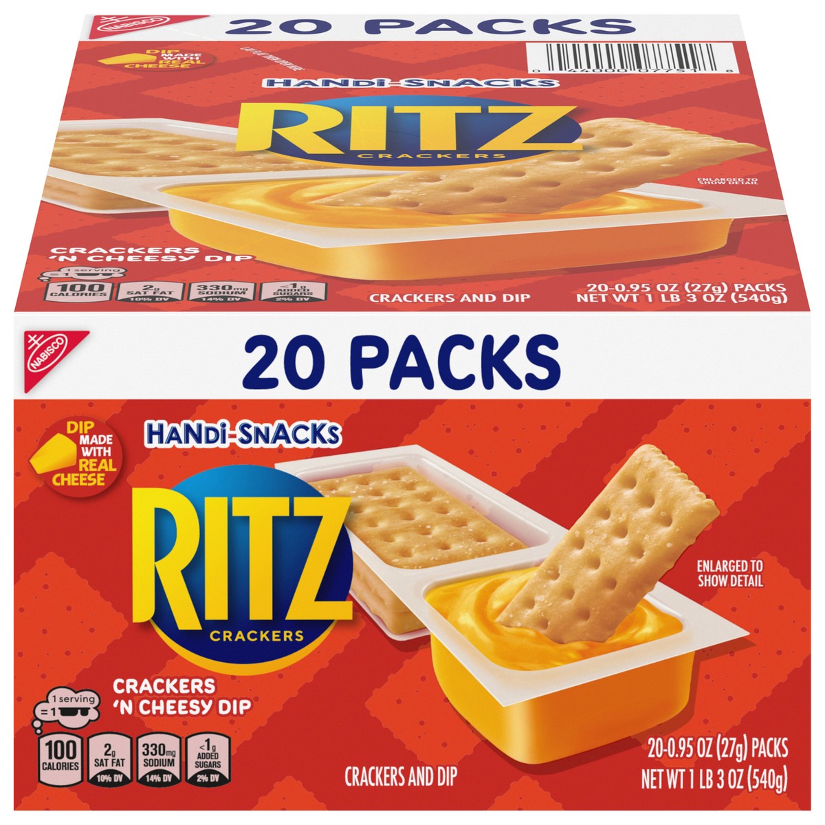 slide 10 of 13, Handi-Snacks RITZ Crackers 'N Cheesy Dip Snack Packs, 20 Snack Packs, 19 oz