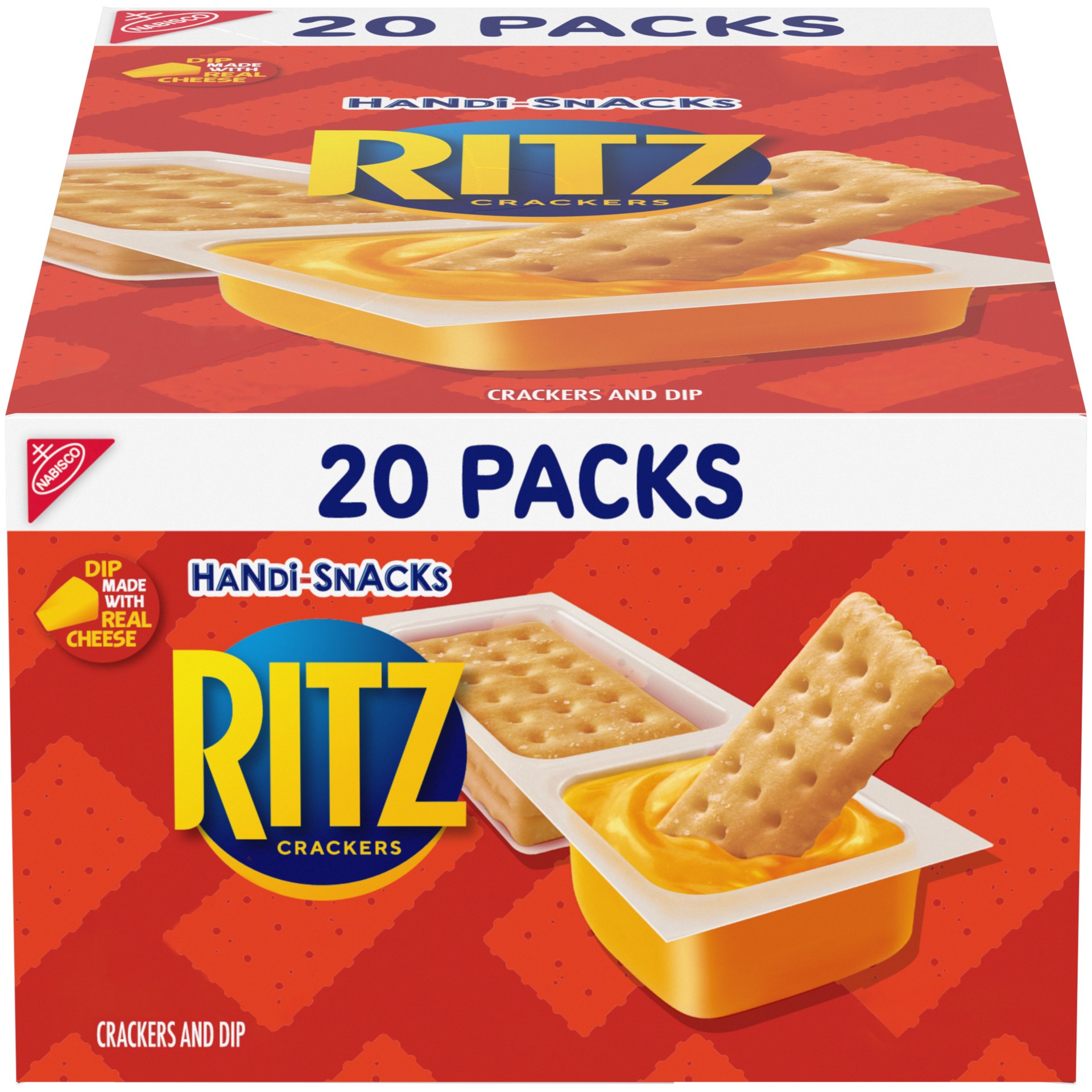 slide 1 of 13, Handi-Snacks RITZ Crackers 'N Cheesy Dip Snack Packs, 20 Snack Packs, 19 oz