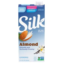 Silk Shelf-Stable Almond Milk, Unsweetened Vanilla, Dairy-Free, Vegan, Non-GMO Project Verified, 1 Quart