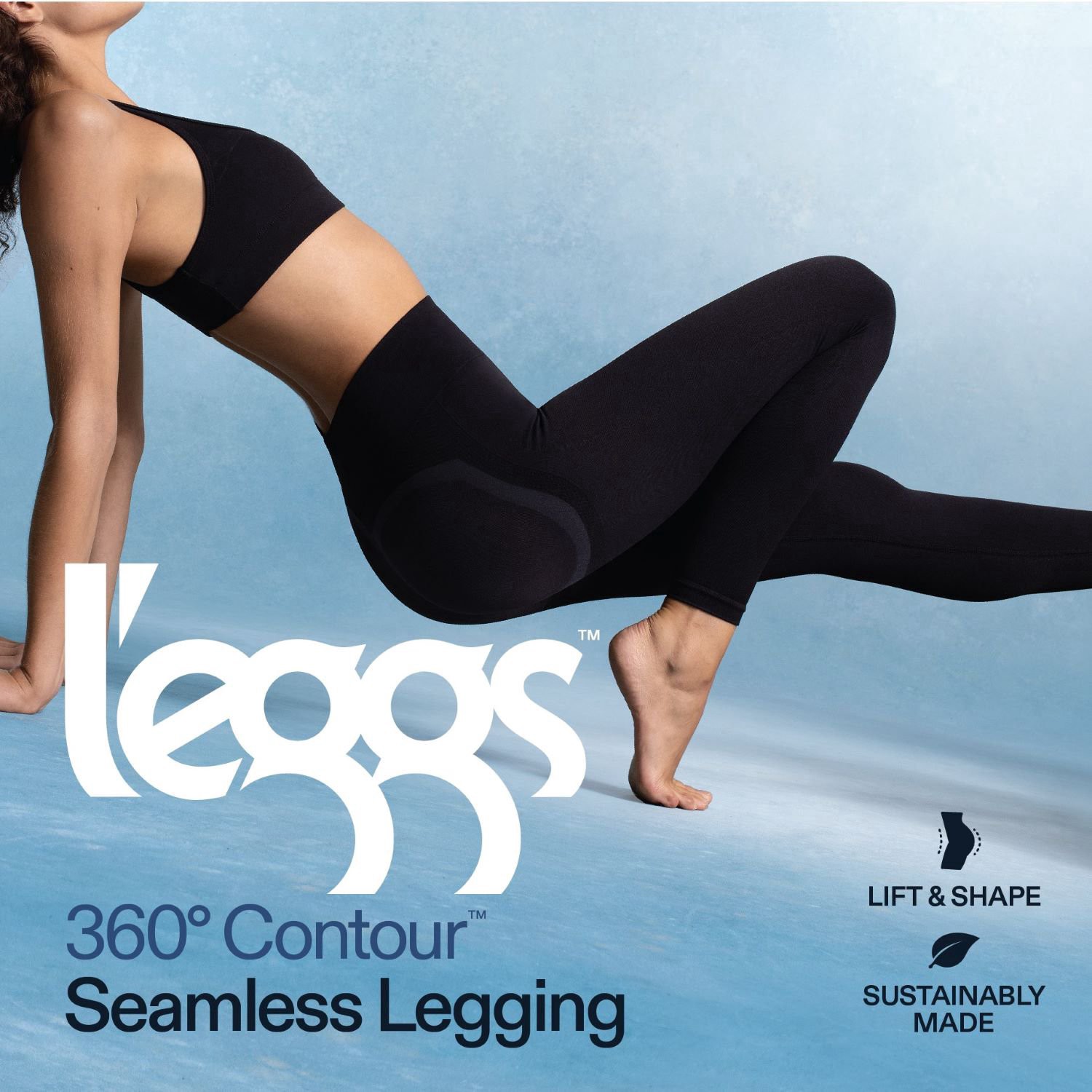 slide 1 of 3, L'eggs 360 Seamless Lifting Leggings, Black, Small, 1 ct
