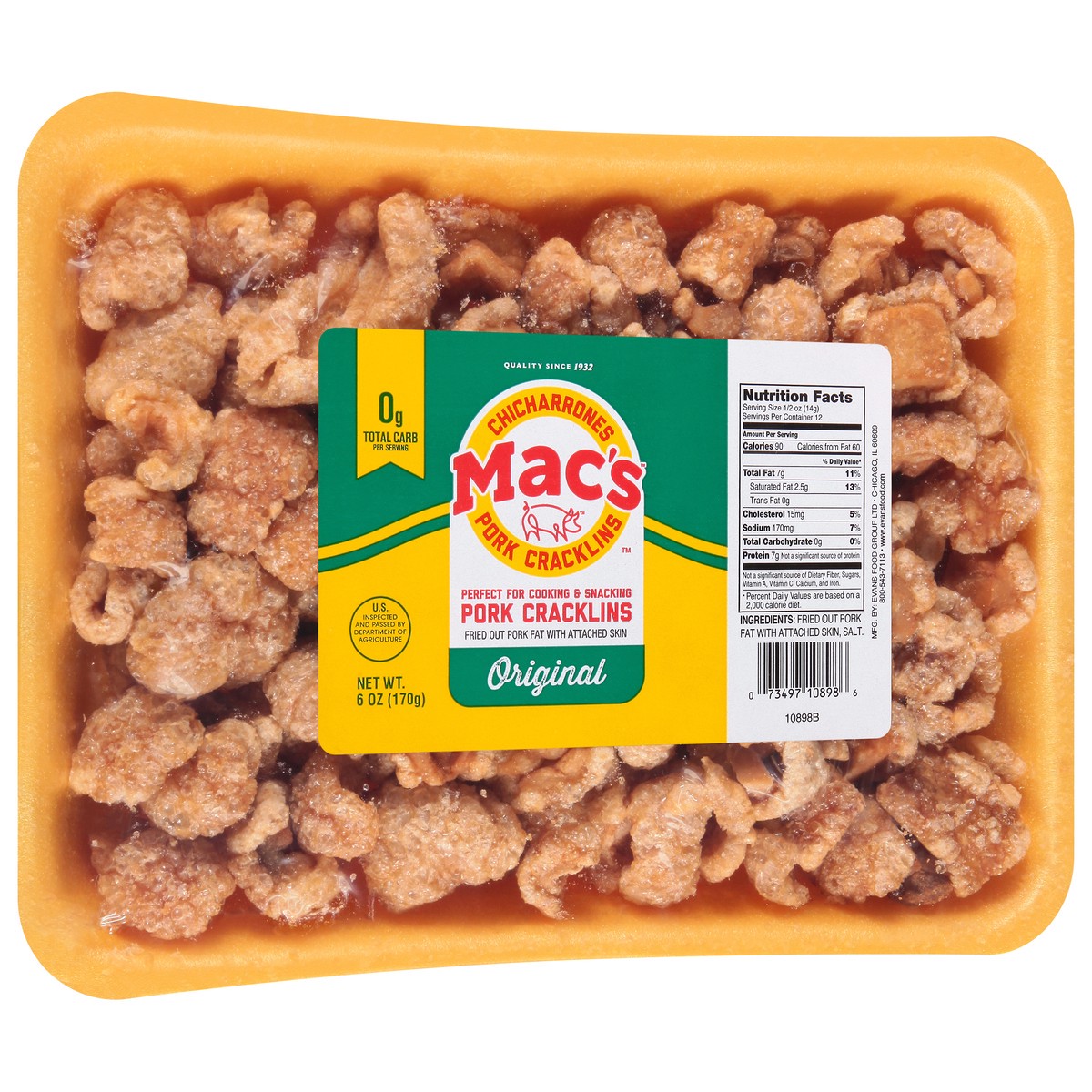 slide 9 of 9, Mac's Macs Cracklins, 6 oz