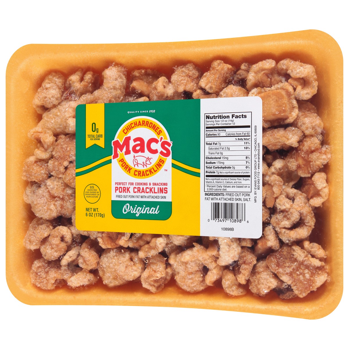 slide 3 of 9, Mac's Macs Cracklins, 6 oz