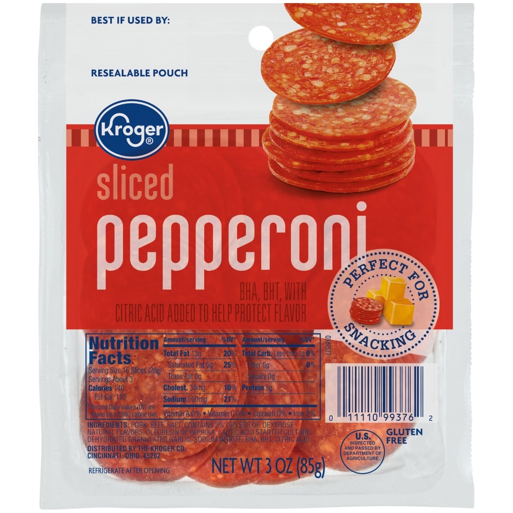 slide 1 of 1, Kroger Sliced Pepperoni, 3 oz