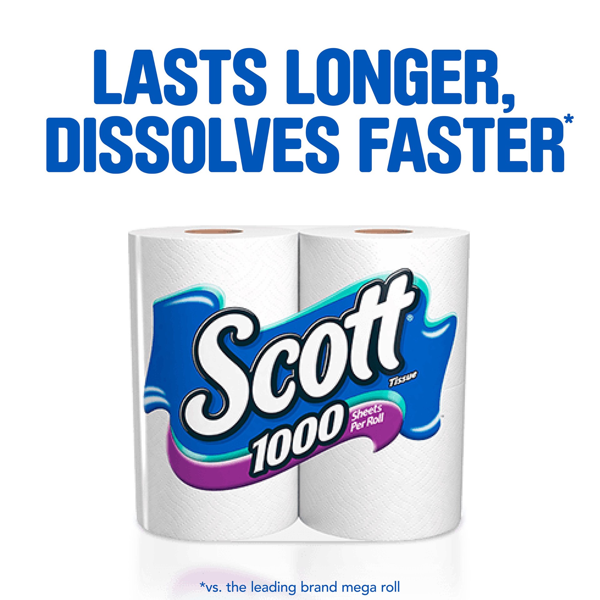 slide 2 of 5, Scott 1000 Toilet Paper, 20 Regular Rolls, Septic-Safe, 1-Ply Toilet Tissue, 2096 sq ft