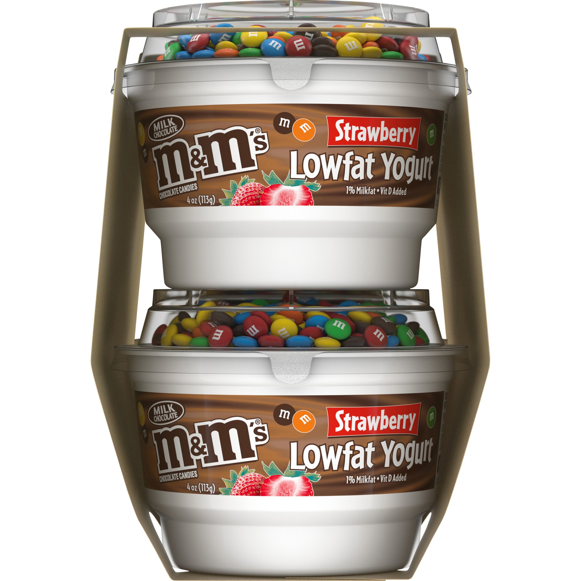 slide 2 of 5, YoCrunch Strawberry Low Fat Yogurt with Mini M&Ms(R), 4 Ct, 4 OZ Yogurt Cups, 4 ct