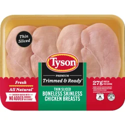 Tyson® All Natural Fresh Thin Sliced Boneless Skinless Chicken Breasts With Rib Meat