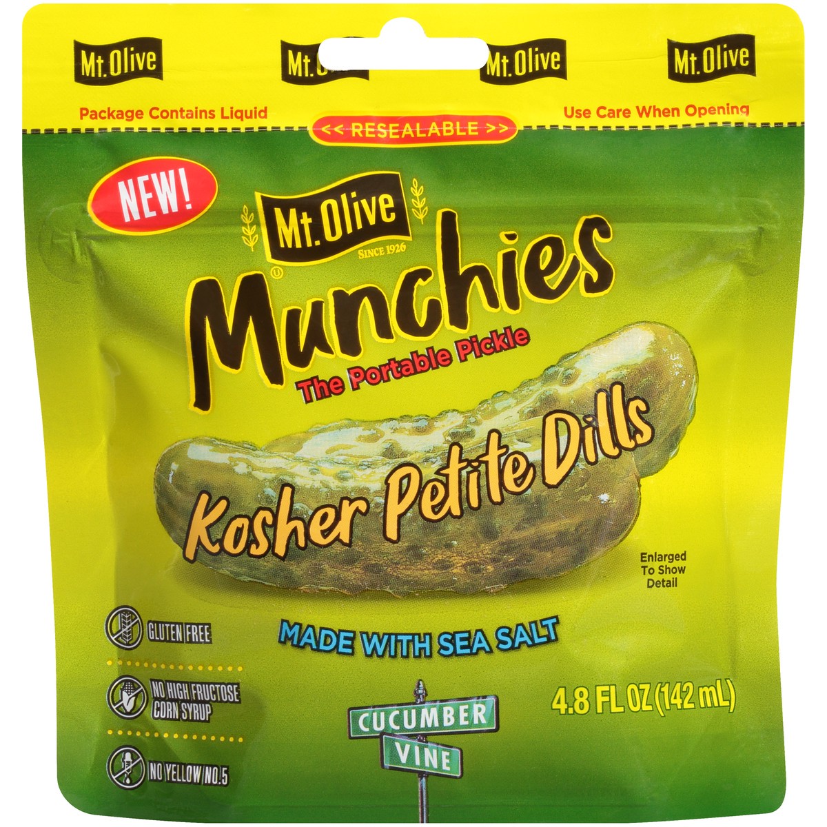 slide 2 of 3, Mt. Olive Munchies Kosher Petite Dills 4.8 fl. oz. Pouch, 4.80 fl oz