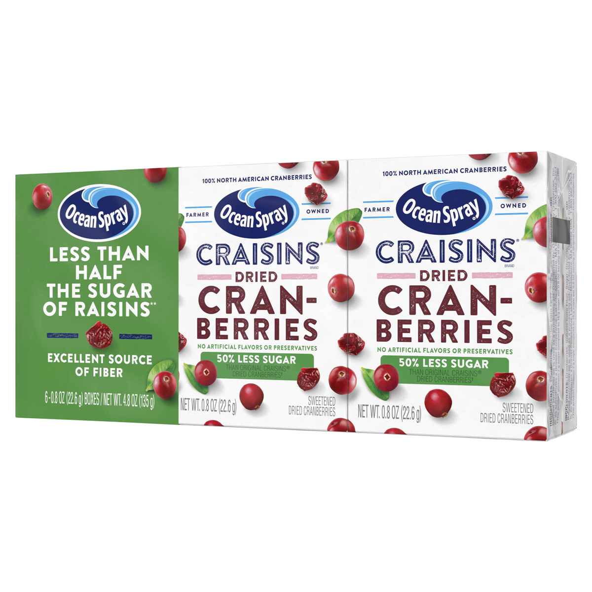 slide 1 of 13, Ocean Spray Craisins 50% Less Sugar Dried Cranberries, 6 oz