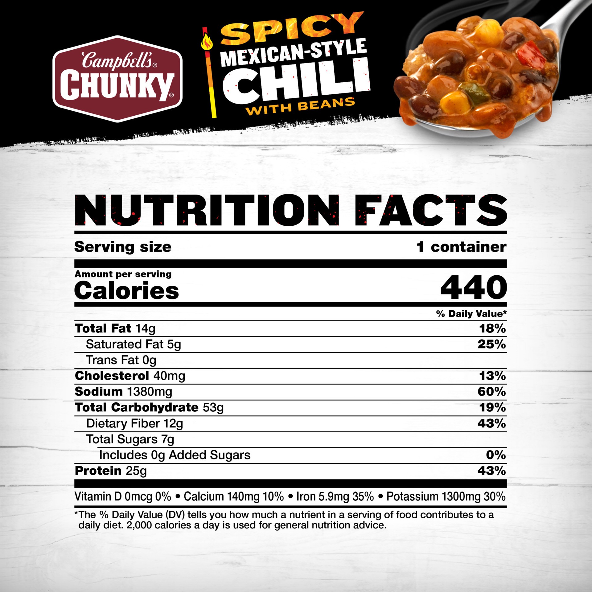 slide 5 of 8, Campbell's Spicy Mexican-Style Chili With Beans, 15.250 oz