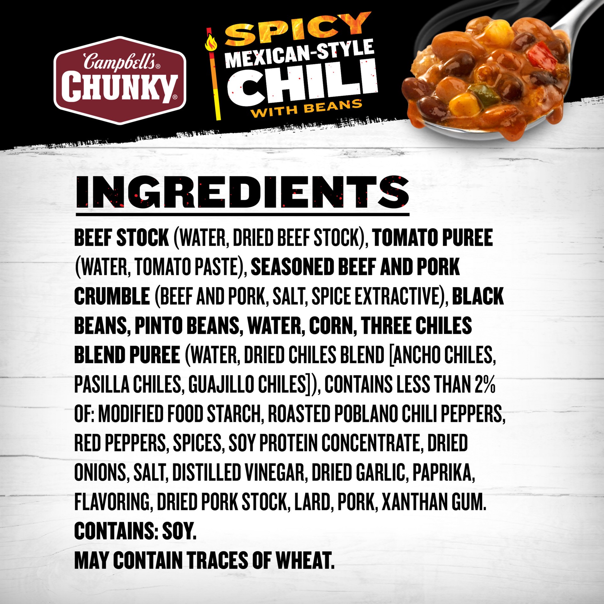 slide 3 of 8, Campbell's Spicy Mexican-Style Chili With Beans, 15.250 oz