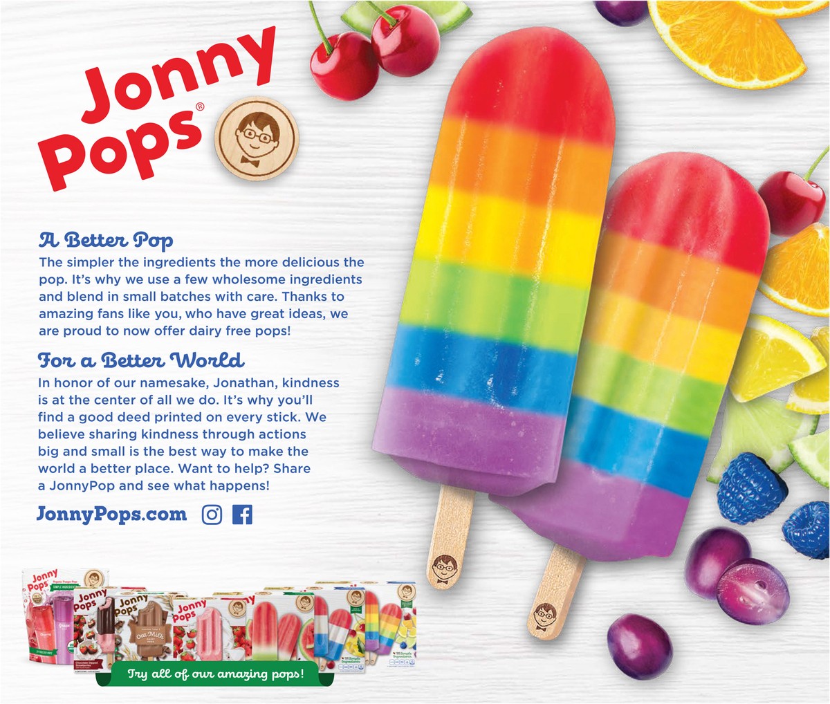 slide 4 of 7, Jonny Pops Organic Rainbow Fruit Stacks Water Pop, 8 ct