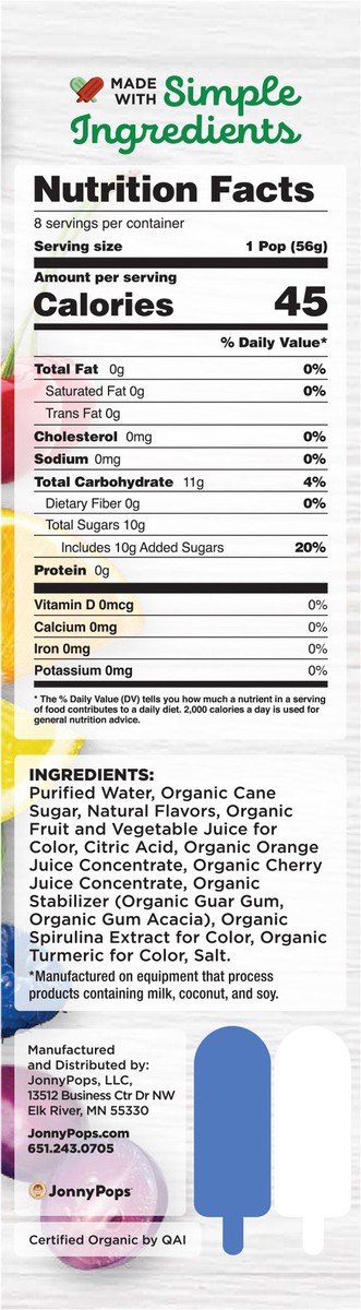 slide 6 of 7, Jonny Pops Organic Rainbow Fruit Stacks Water Pop, 8 ct