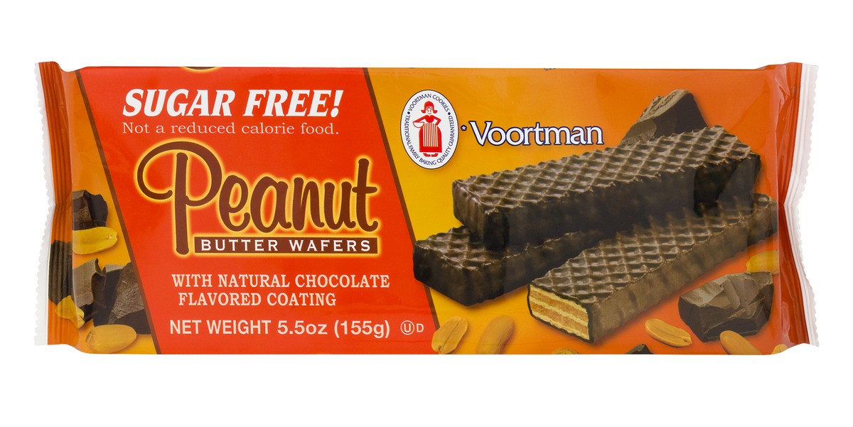 slide 1 of 9, Voortman Bakery Chocolate Coated Peanut Butter Wafers Cookies, 5.5 oz