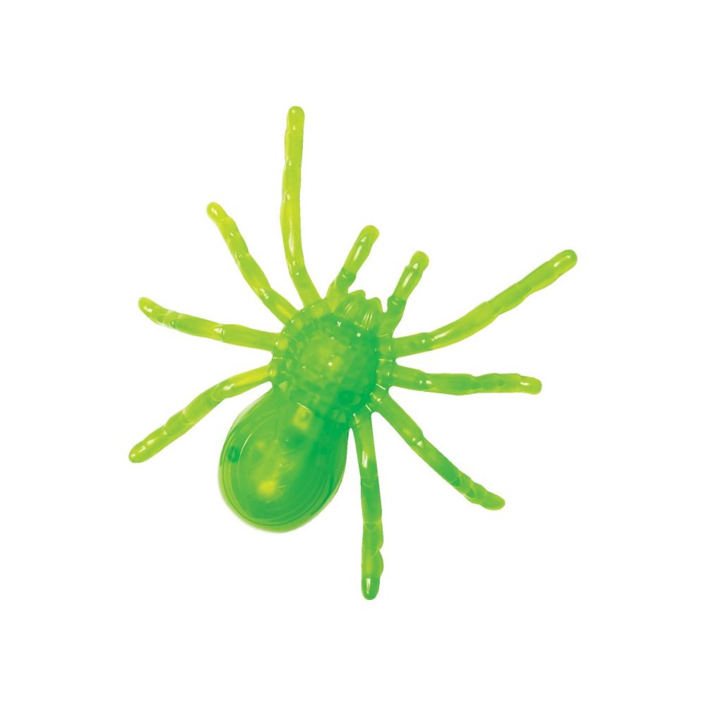 slide 1 of 1, Fun World Eerie Glow Light Up Spider - Green, 5 in