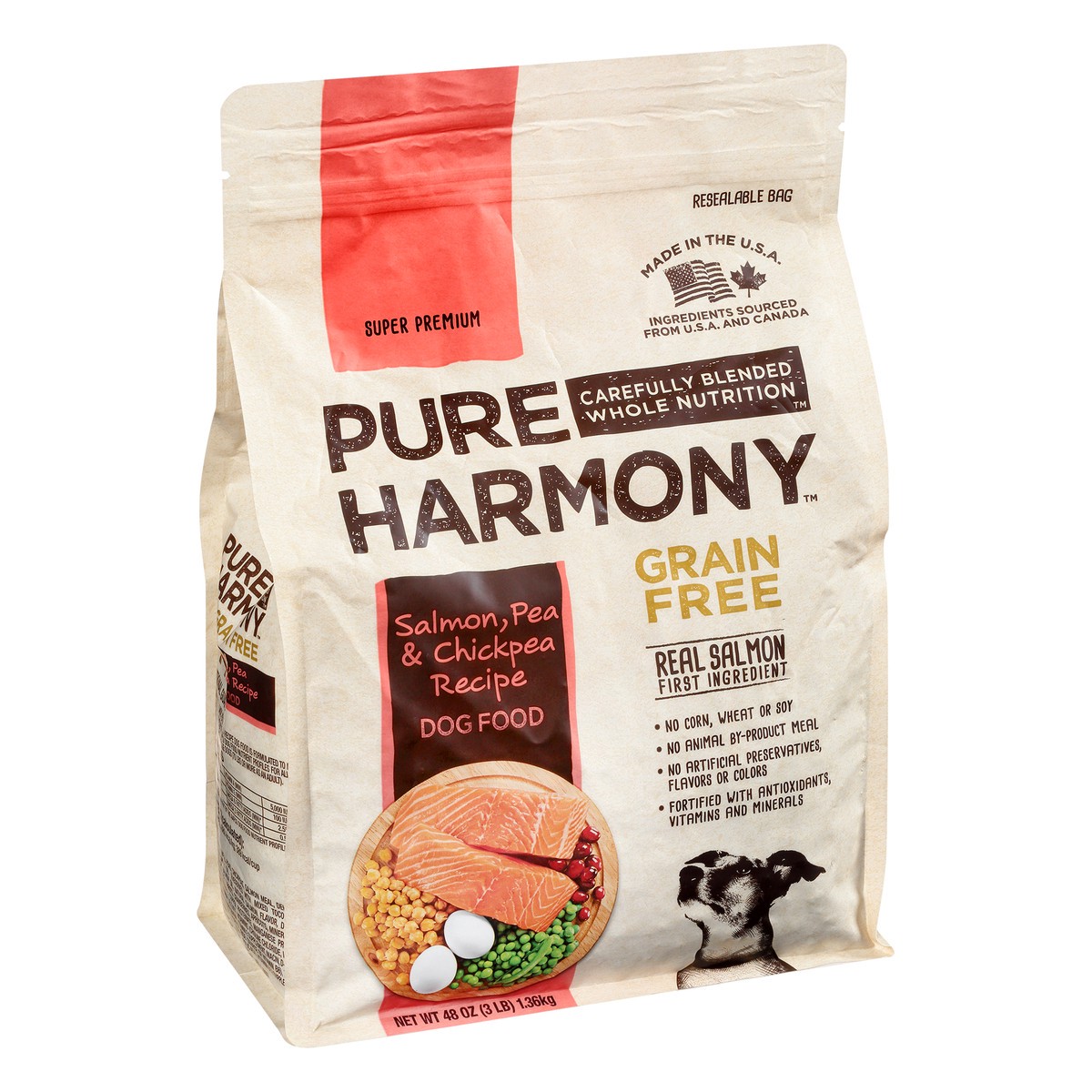 slide 2 of 9, Pure Harmony Grain Free Super Premium Salmon, Pea & Chickpea Recipe Dog Food 48 oz, 48 oz