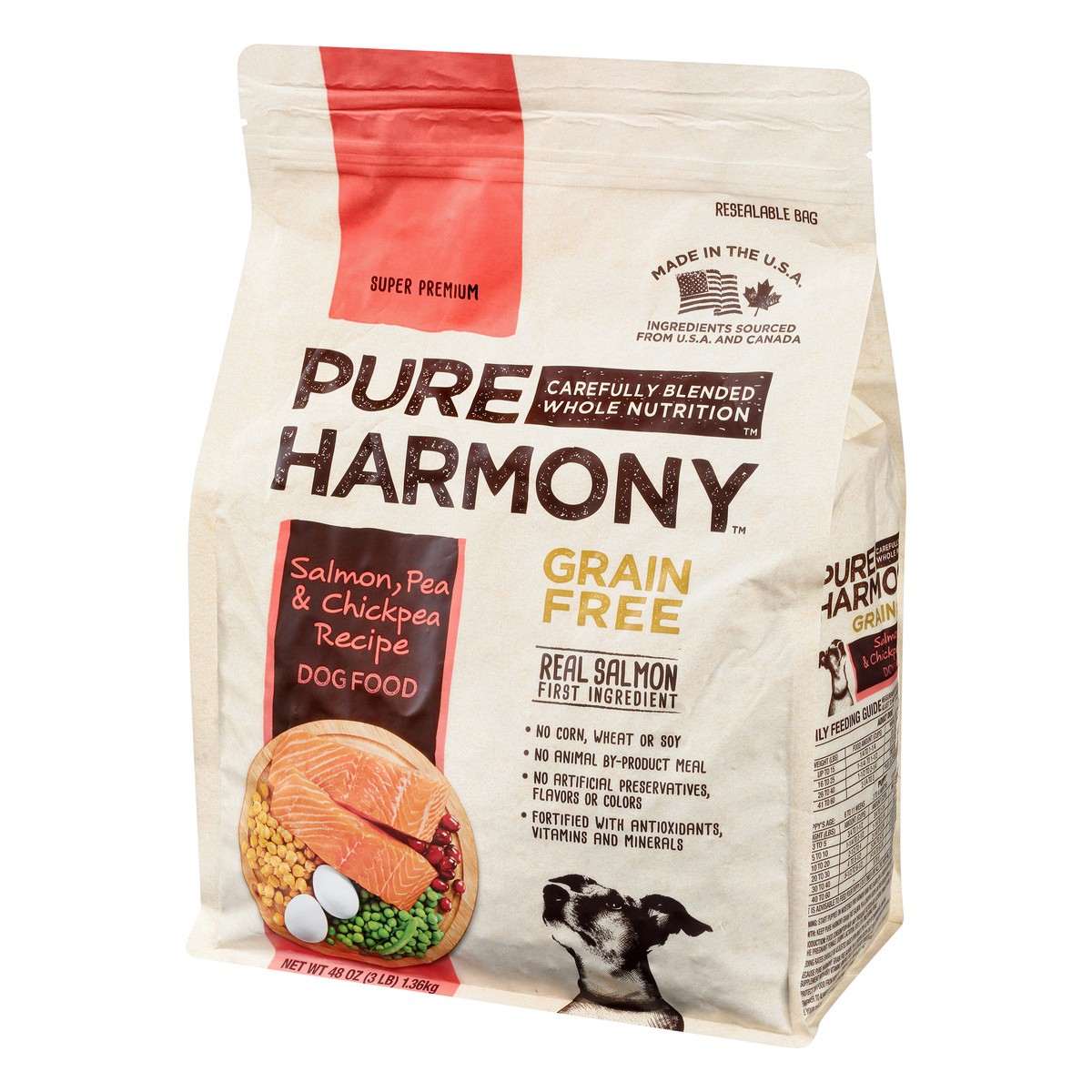 slide 7 of 9, Pure Harmony Grain Free Super Premium Salmon, Pea & Chickpea Recipe Dog Food 48 oz, 48 oz