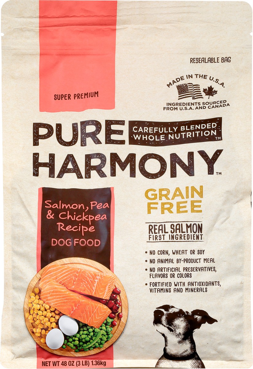 slide 8 of 9, Pure Harmony Grain Free Super Premium Salmon, Pea & Chickpea Recipe Dog Food 48 oz, 48 oz