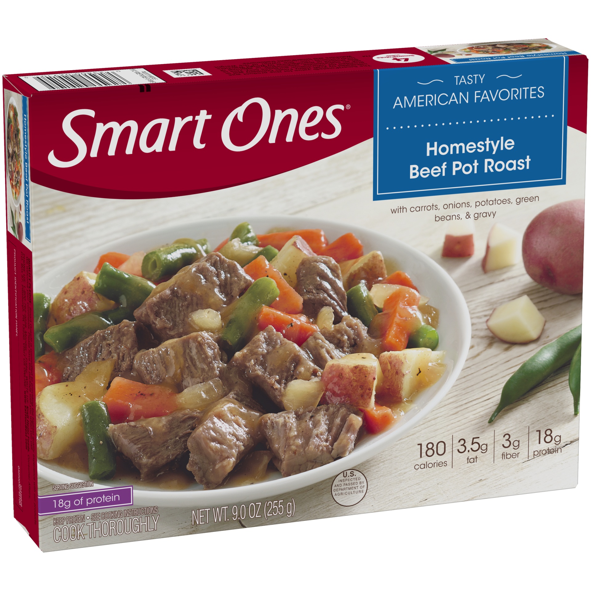 slide 8 of 9, Smart Ones Homestyle Beef Pot Roast with Carrots, Onions, Potatoes, Green Beans & Gravy Frozen Meal, 9 oz