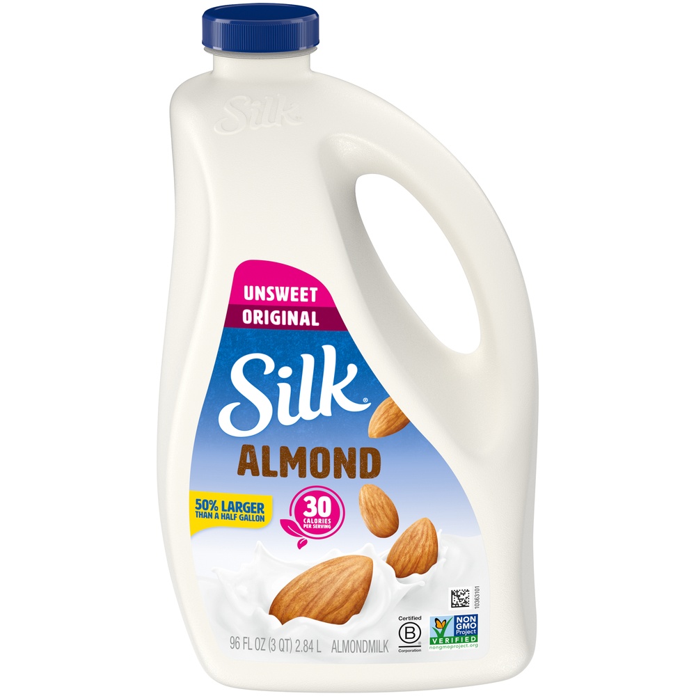 slide 6 of 9, Silk Unsweetened Almond Milk, 96 fl oz