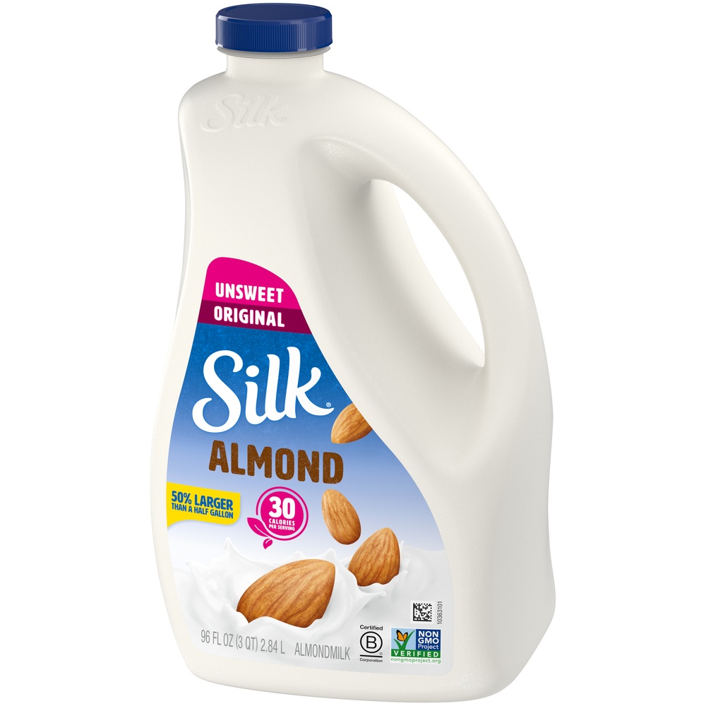 slide 5 of 9, Silk Unsweetened Almond Milk, 96 fl oz
