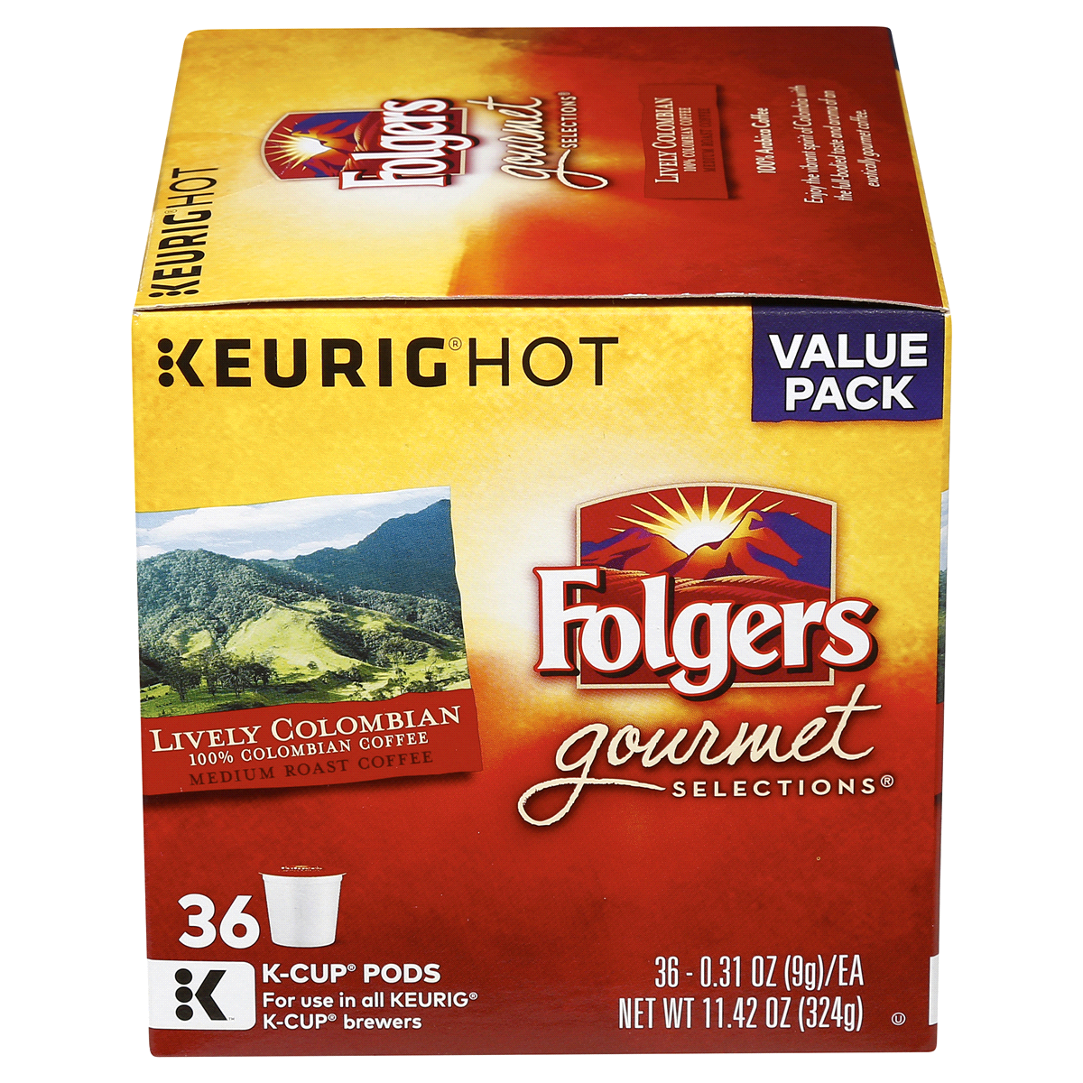 slide 5 of 7, Folgers Lively Colombian Keurig K-Cup Coffee Pods, 36 ct