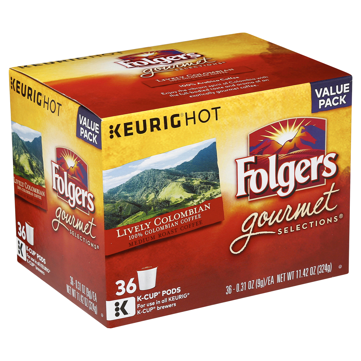 slide 7 of 7, Folgers Lively Colombian Keurig K-Cup Coffee Pods, 36 ct