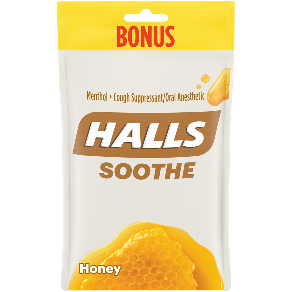 slide 3 of 6, Halls Honey Cough Drops Bonus Size, 40 ct