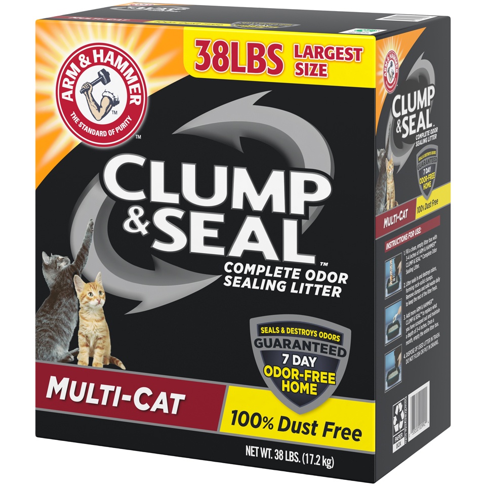 slide 3 of 3, ARM & HAMMER Clump & Seal Multi-Cat Litter - 38lbs, 38 lb