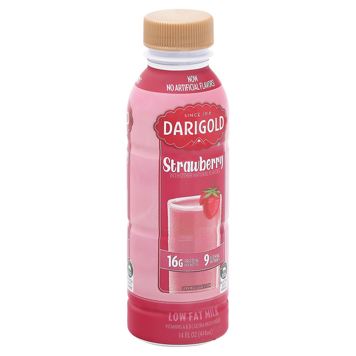 slide 2 of 9, Darigold Low Fat Strawberry Milk 14 fl oz Bottle, 14 fl oz