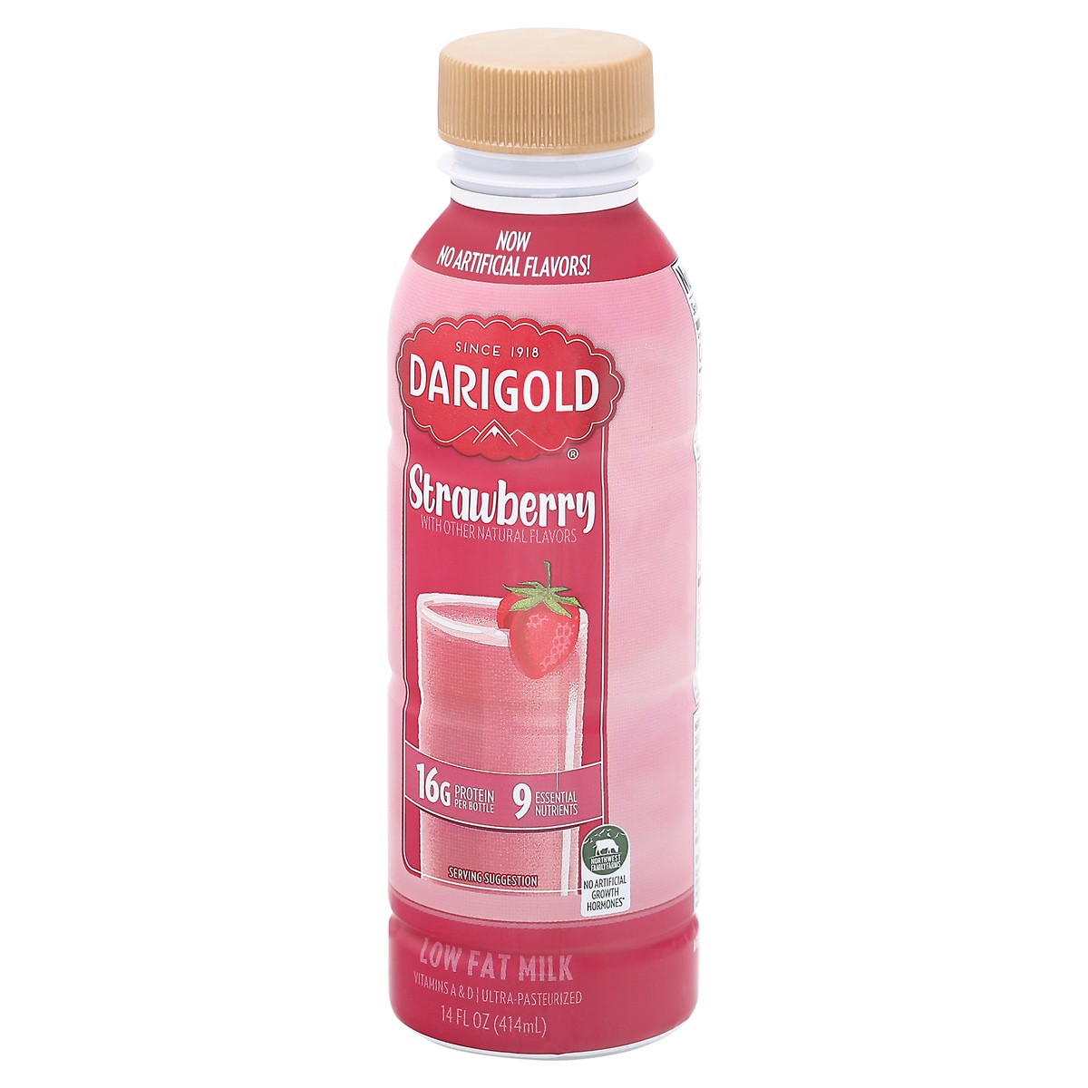 slide 3 of 9, Darigold Low Fat Strawberry Milk 14 fl oz Bottle, 14 fl oz