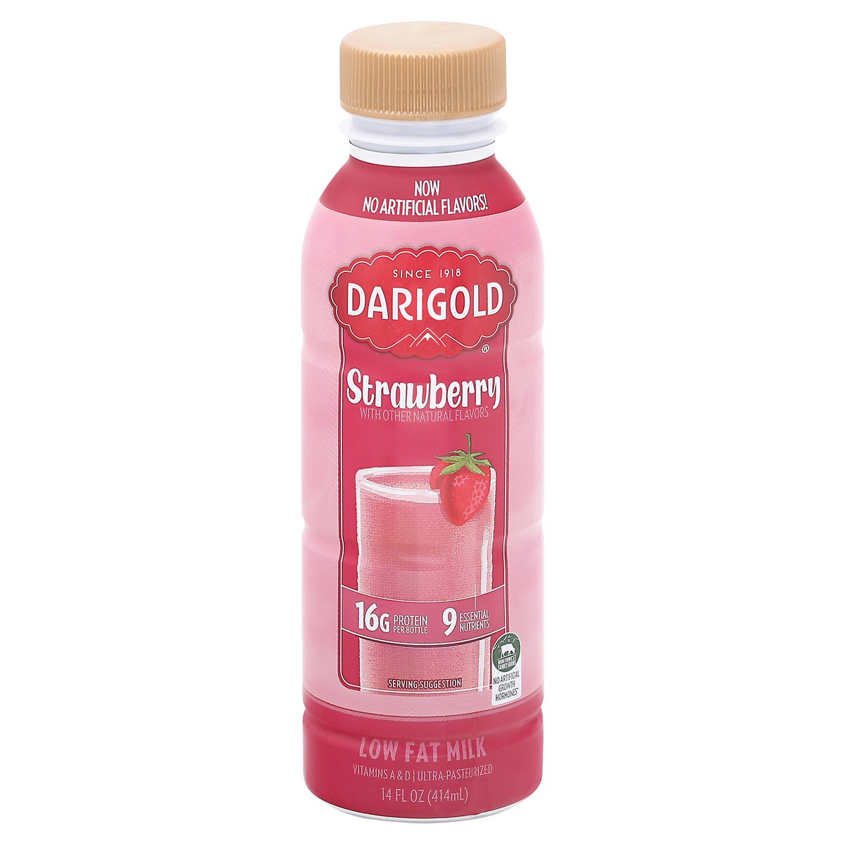 slide 1 of 9, Darigold Low Fat Strawberry Milk 14 fl oz Bottle, 14 fl oz