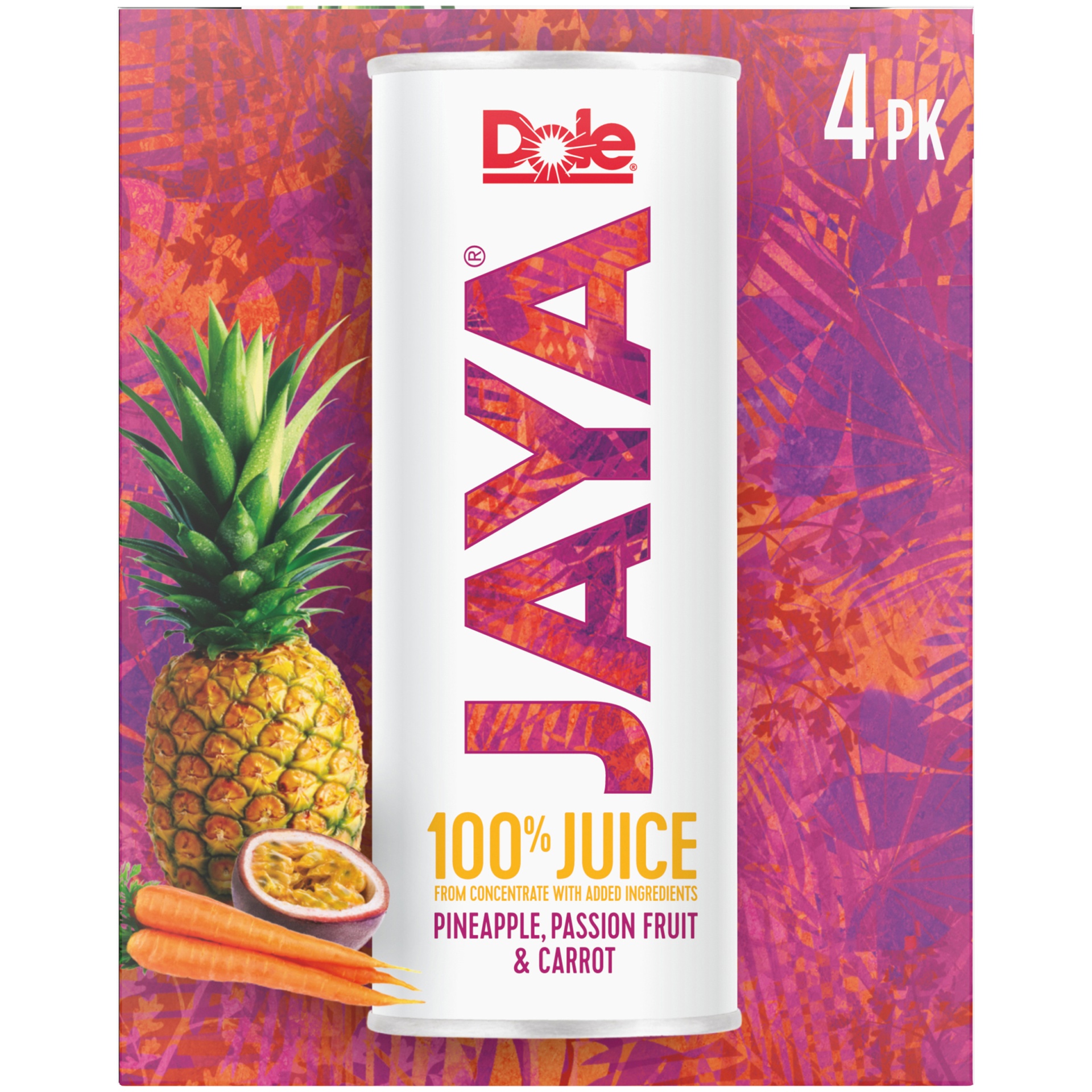 slide 6 of 8, Dole Jaya Pineapple, Passion Fruit & Carrot 100% Juice, 4 ct