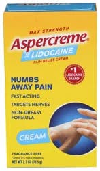 Aspercreme Max Strength Lidocaine Pain Relief Cream Fragrance Free