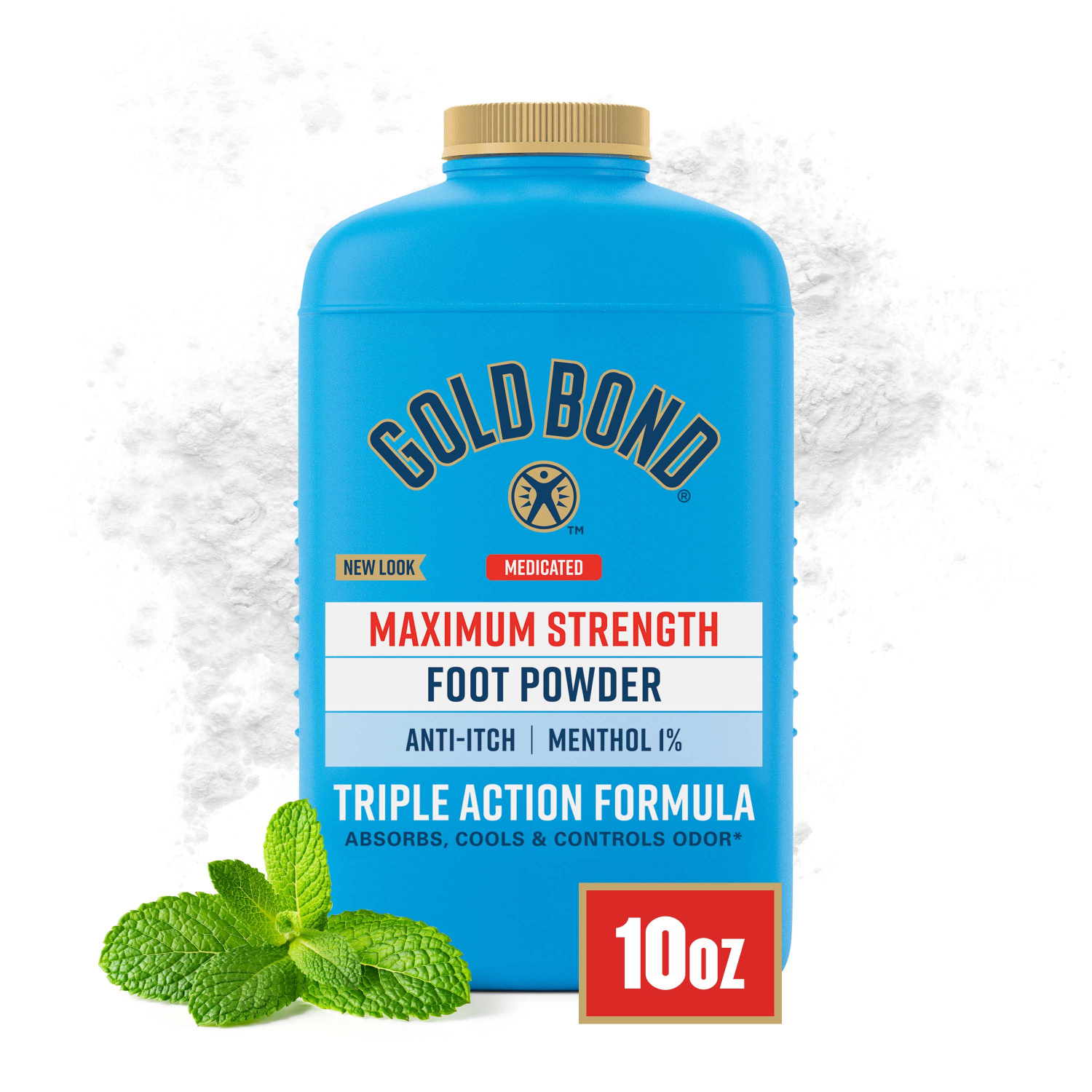 slide 1 of 5, Gold Bond Medicated Talc-Free Foot Powder, 10 oz, Maximum Strength, 10 oz