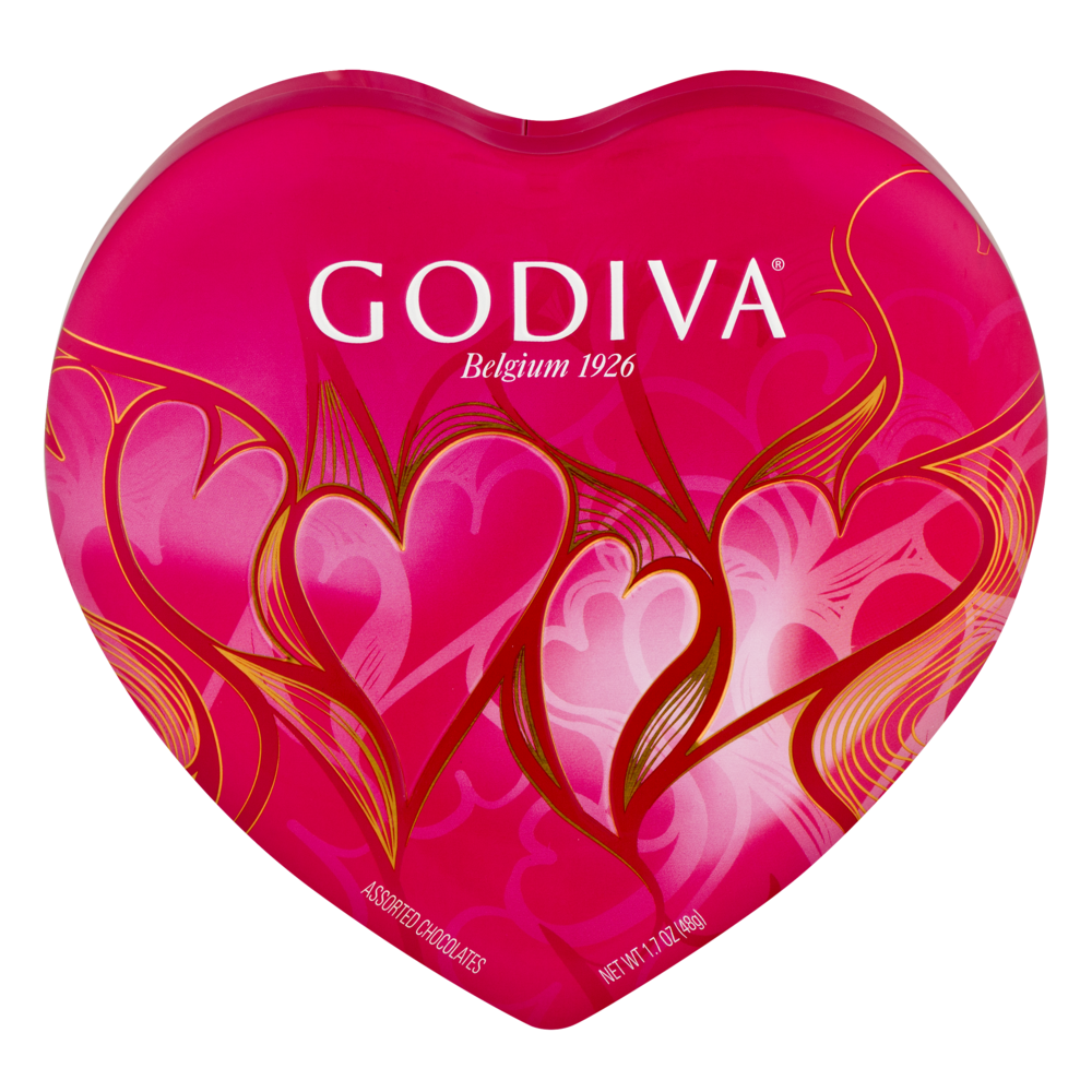 slide 1 of 1, Godiva Assorted Chocolate Heart Tin, 1.7 oz