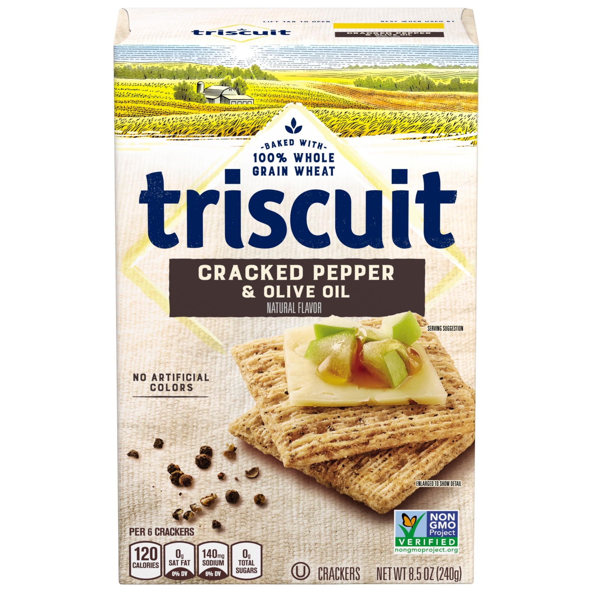 slide 2 of 2, Triscuit Cracked Pepper & Olive Oil Crackers, 8.5 oz